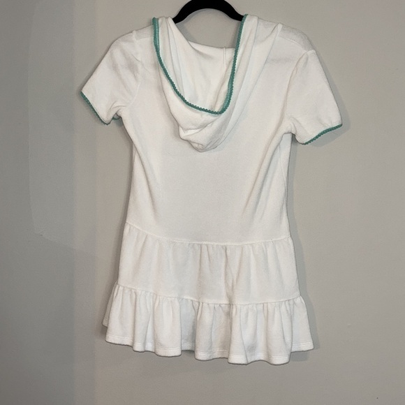 Cat & Jack White Beach Coverup with Teal Piping Size 10/12 - Picture 4 of 5